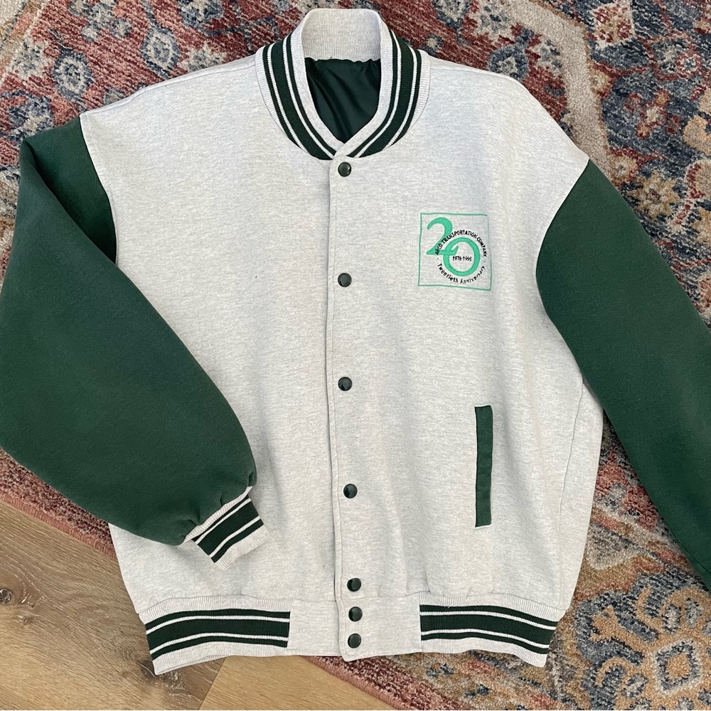 VINTAGE 1996 GREEN BOMBER VARSITY JACKET